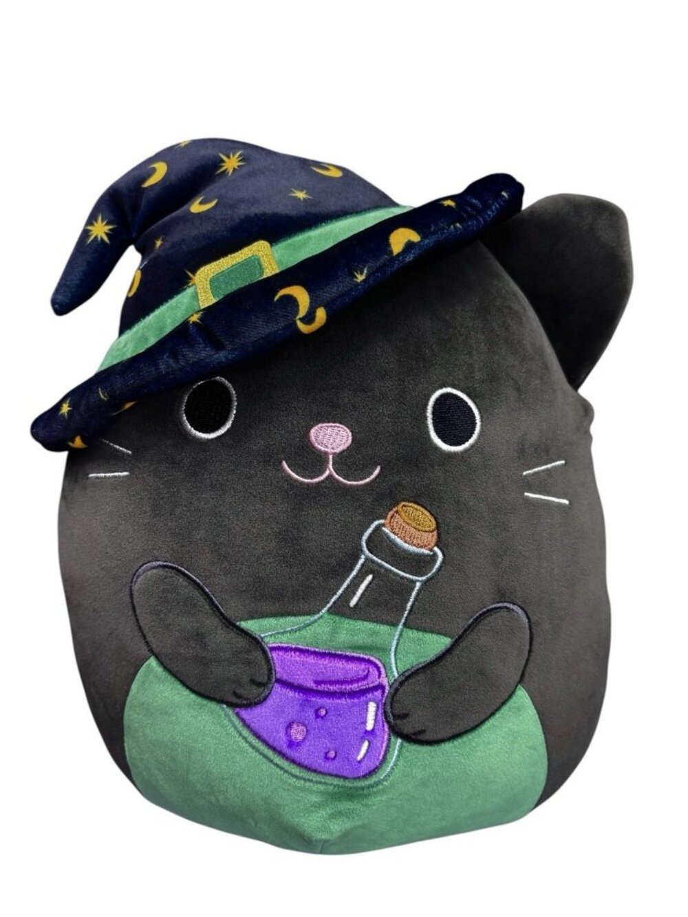 Squishmallows Cleo the Cat Holding Poition 14” Plush Halloween Witch Hat Stars
